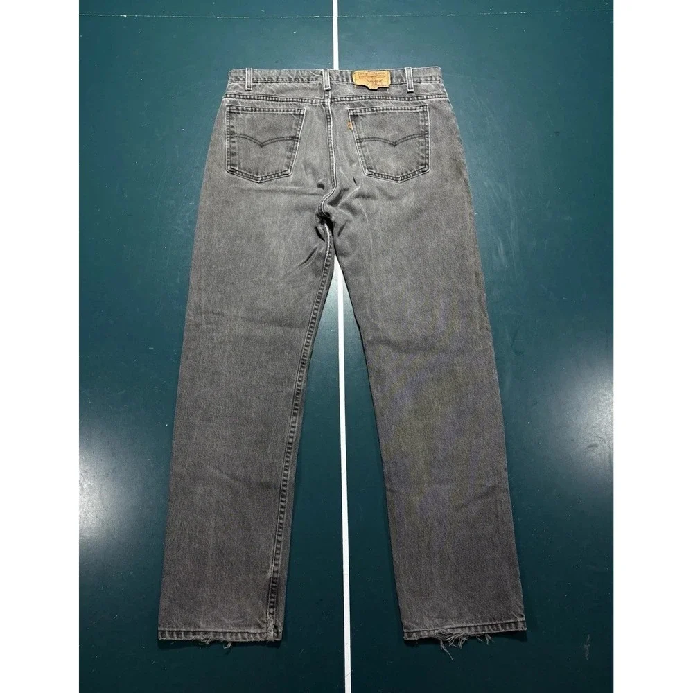 Vintage Levis 505 Orange Tab Jeans Men's 35x32 Faded Black Straight‎ Leg 90s USA